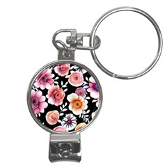 Cheerful Watercolor Flowers Nail Clippers Key Chain by GardenOfOphir