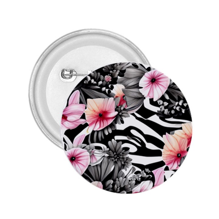 brilliantly hued watercolor flowers in a botanical 2.25  Buttons