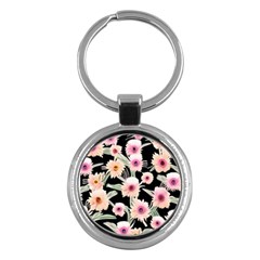 Watercolor Vintage Retro Floral Key Chain (round) by GardenOfOphir