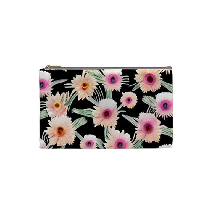 Watercolor Vintage Retro Floral Cosmetic Bag (Small)