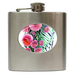 Adorned Watercolor Flowers Hip Flask (6 Oz) by GardenOfOphir