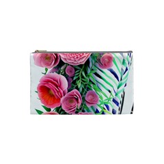 Adorned Watercolor Flowers Cosmetic Bag (small)