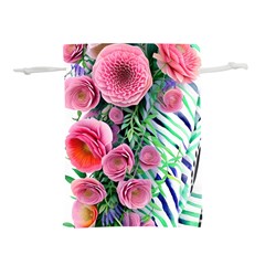 Adorned Watercolor Flowers Lightweight Drawstring Pouch (m) by GardenOfOphir