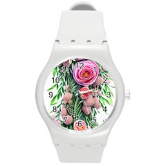 Brilliant Blushing Blossoms Round Plastic Sport Watch (m) by GardenOfOphir