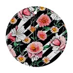 Exotic Watercolor Botanical Flowers Pattern Ornament (Round) Front
