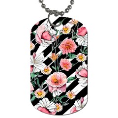 Exotic Watercolor Botanical Flowers Pattern Dog Tag (two Sides)