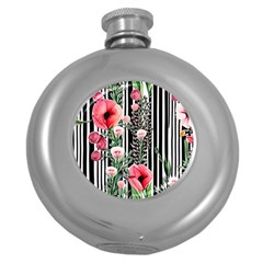 Tropical Paradise - Watercolor Botanical Flowers Round Hip Flask (5 Oz) by GardenOfOphir