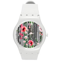 Tropical Paradise - Watercolor Botanical Flowers Round Plastic Sport Watch (m) by GardenOfOphir