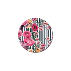 Flora Watercolor Botanical Flowers Golf Ball Marker by GardenOfOphir