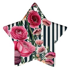 Flora Watercolor Botanical Flowers Star Ornament (Two Sides)