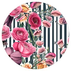 Flora Watercolor Botanical Flowers Round Trivet