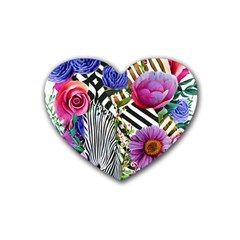 Bountiful Watercolor Flowers Rubber Heart Coaster (4 Pack) by GardenOfOphir