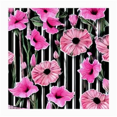 Black Stripes Beautifully Watercolor Flowers Medium Glasses Cloth by GardenOfOphir