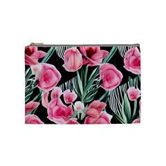 Expressive Watercolor Flowers Botanical Foliage Cosmetic Bag (medium) by GardenOfOphir