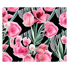 Expressive Watercolor Flowers Botanical Foliage Premium Plush Fleece Blanket (small)