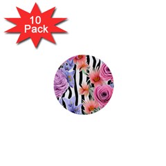 Delightful Watercolor Flowers And Foliage 1  Mini Buttons (10 Pack)  by GardenOfOphir