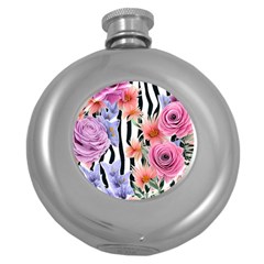 Delightful Watercolor Flowers And Foliage Round Hip Flask (5 Oz) by GardenOfOphir