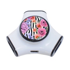 Delightful watercolor flowers and foliage 3-Port USB Hub