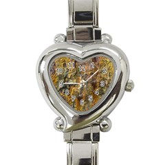 Rusty Orange Abstract Surface Heart Italian Charm Watch by dflcprintsclothing