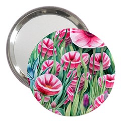 Cute Watercolor Flowers And Foliage 3  Handbag Mirrors by GardenOfOphir