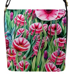 Cute Watercolor Flowers And Foliage Flap Closure Messenger Bag (s) by GardenOfOphir