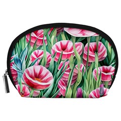 Cute Watercolor Flowers And Foliage Accessory Pouch (large)