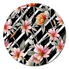 Celestial Watercolor Flowers Magnet 5  (round) by GardenOfOphir