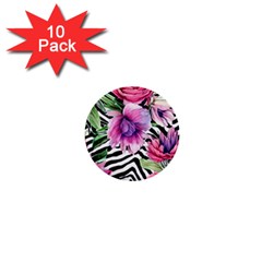 Classy And Chic Watercolor Flowers 1  Mini Buttons (10 Pack)  by GardenOfOphir