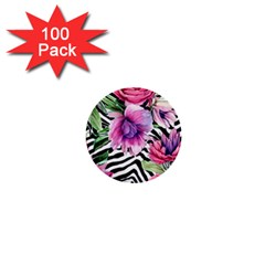 Classy And Chic Watercolor Flowers 1  Mini Buttons (100 Pack)  by GardenOfOphir