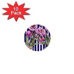 Classy And Chic Watercolor Flowers 1  Mini Buttons (10 Pack)  by GardenOfOphir