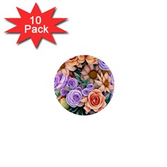 Cheerful And Captivating Watercolor Flowers 1  Mini Buttons (10 Pack)  by GardenOfOphir