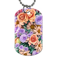 Cheerful And Captivating Watercolor Flowers Dog Tag (one Side) by GardenOfOphir