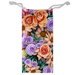 Cheerful And Captivating Watercolor Flowers Jewelry Bag by GardenOfOphir