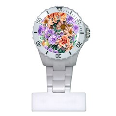 Cheerful And Captivating Watercolor Flowers Plastic Nurses Watch by GardenOfOphir