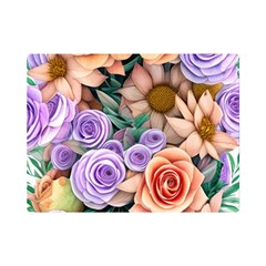 Cheerful And Captivating Watercolor Flowers One Side Premium Plush Fleece Blanket (mini) by GardenOfOphir