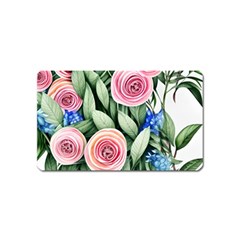 County Charm – Watercolor Flowers Botanical Magnet (name Card) by GardenOfOphir