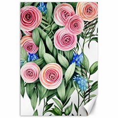 County Charm – Watercolor Flowers Botanical Canvas 12  X 18  by GardenOfOphir