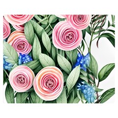 County Charm – Watercolor Flowers Botanical One Side Premium Plush Fleece Blanket (medium) by GardenOfOphir