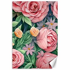 Darling And Dazzling Watercolor Flowers Canvas 24  X 36  by GardenOfOphir