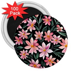 Classy Botanicals – Watercolor Flowers Botanical 3  Magnets (100 Pack) by GardenOfOphir