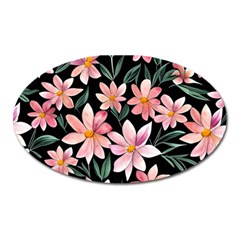 Classy Botanicals – Watercolor Flowers Botanical Oval Magnet by GardenOfOphir