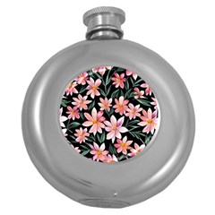 Classy Botanicals – Watercolor Flowers Botanical Round Hip Flask (5 Oz) by GardenOfOphir