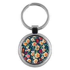 Charming Foliage – Watercolor Flowers Botanical Key Chain (round) by GardenOfOphir