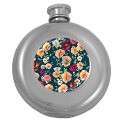 Charming Foliage – Watercolor Flowers Botanical Round Hip Flask (5 Oz) by GardenOfOphir