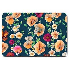 Charming Foliage – Watercolor Flowers Botanical Large Doormat by GardenOfOphir