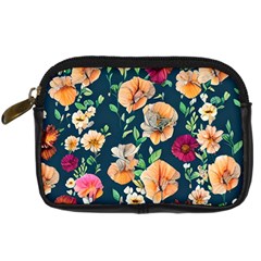 Charming Foliage – Watercolor Flowers Botanical Digital Camera Leather Case by GardenOfOphir