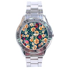 Charming Foliage – Watercolor Flowers Botanical Stainless Steel Analogue Watch by GardenOfOphir