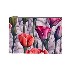 Color-infused Watercolor Flowers Cosmetic Bag (large) by GardenOfOphir