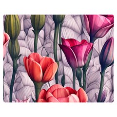 Color-infused Watercolor Flowers Premium Plush Fleece Blanket (medium) by GardenOfOphir