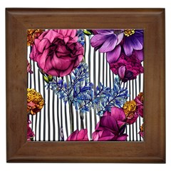 Dazzling Watercolor Flowers Framed Tile by GardenOfOphir